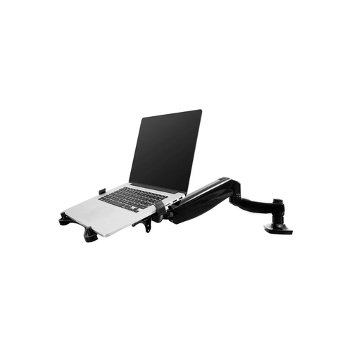 2 - in - 1 Monitor Arm and Laptop Mount | Adjustable Gas Spring Desk Stand for 10 - 24 Inch Screens - Savira Desk - 