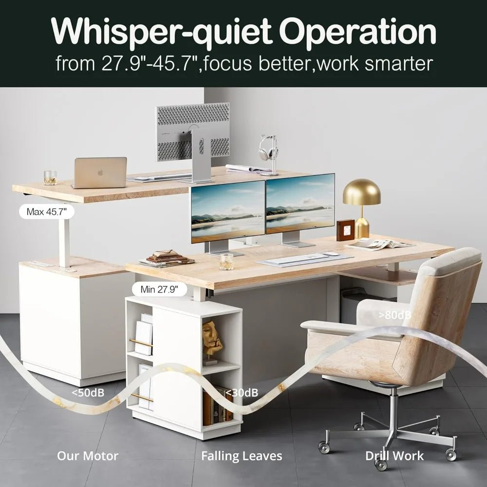 71" Executive Standing Desk with Privacy Panel & Electric Height Adjustment - Savira Desk - 