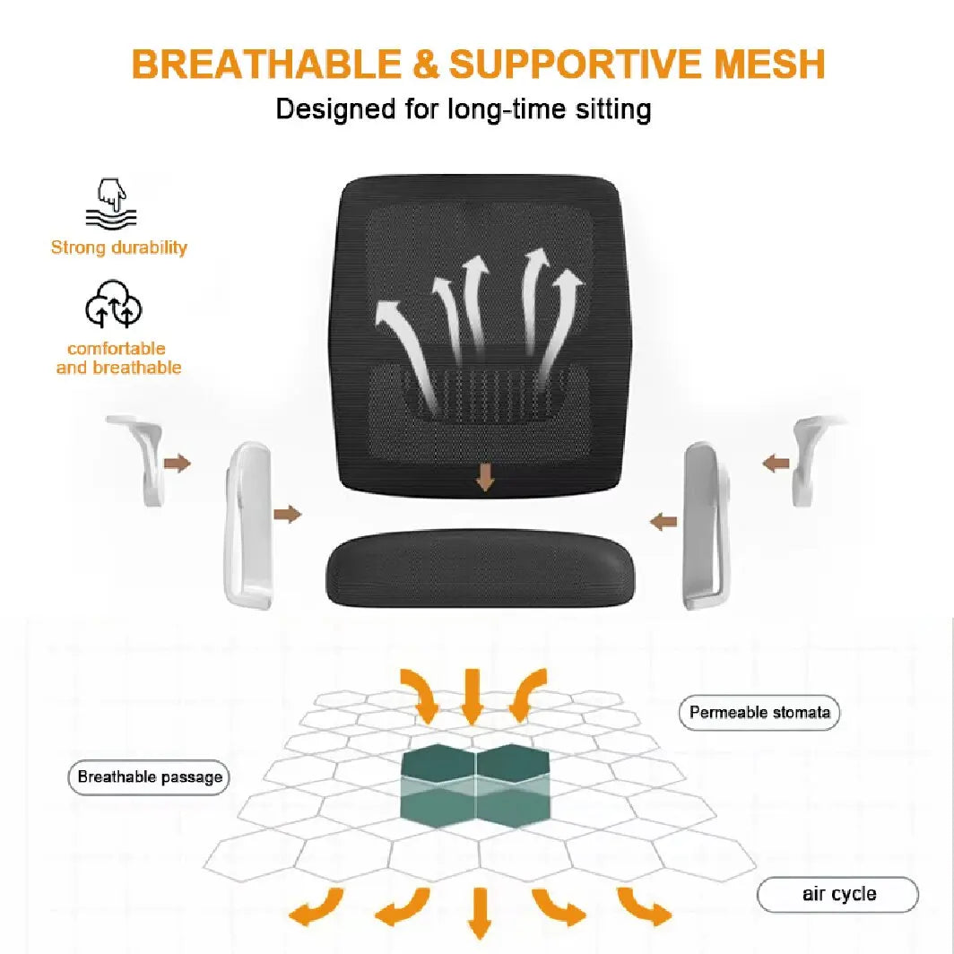 Ergonomic Mesh Office Chair – Adjustable Home Desk Chair with Breathable Back Support