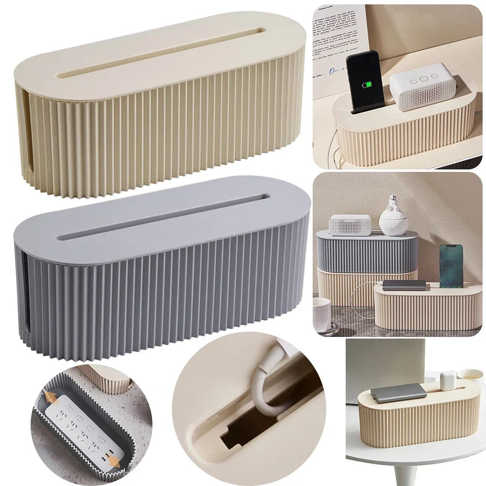 Cable Tidy Box | Large Capacity Power Strip and Cord Organizer for Home or Office