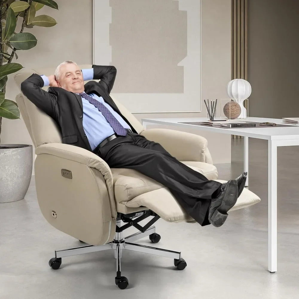 Automatic Executive Reclining Office Chair – Power Recliner with Footrest and Lumbar Support