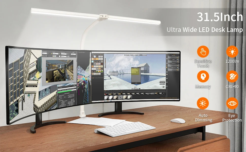 Double Head LED Desk Lamp – 24W Architect Office Light with 5 Color Modes & Adjustable Brightness