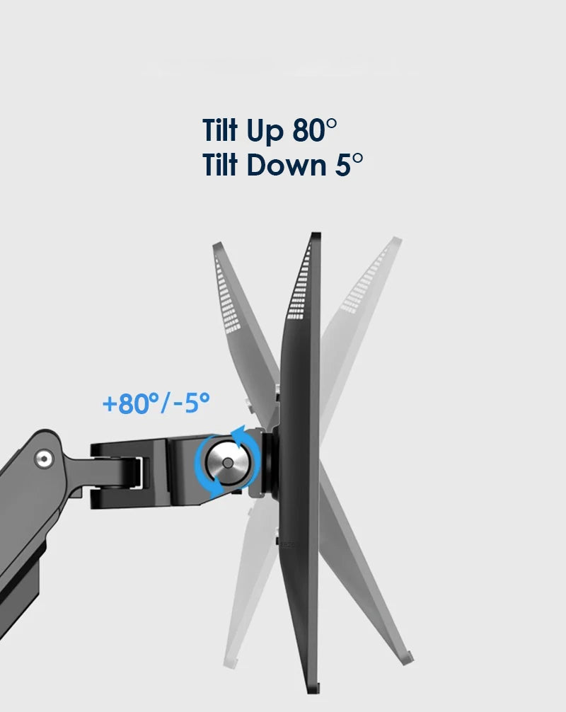 Aluminum Gas Spring Monitor Arm | Adjustable Desk Mount for 34–49 Inch Curved Screens