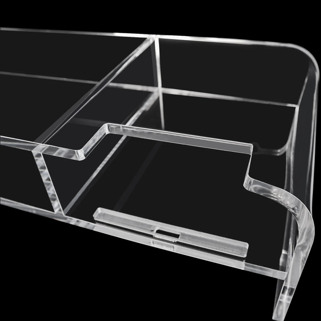 Monitor Stand Desk Organizer | Clear Acrylic Desktop Riser for Laptop, TV, or Printer