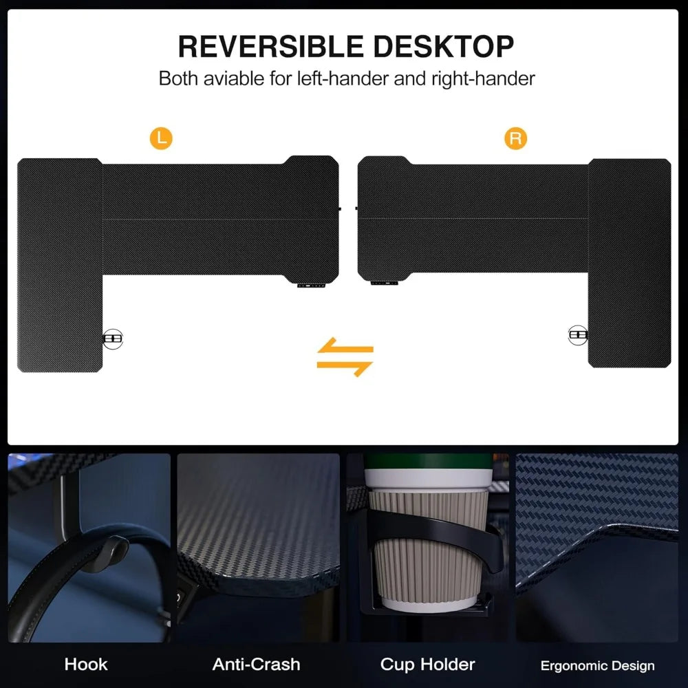 59" Reversible L-Shaped Electric Standing Desk for Home & Gaming Setup