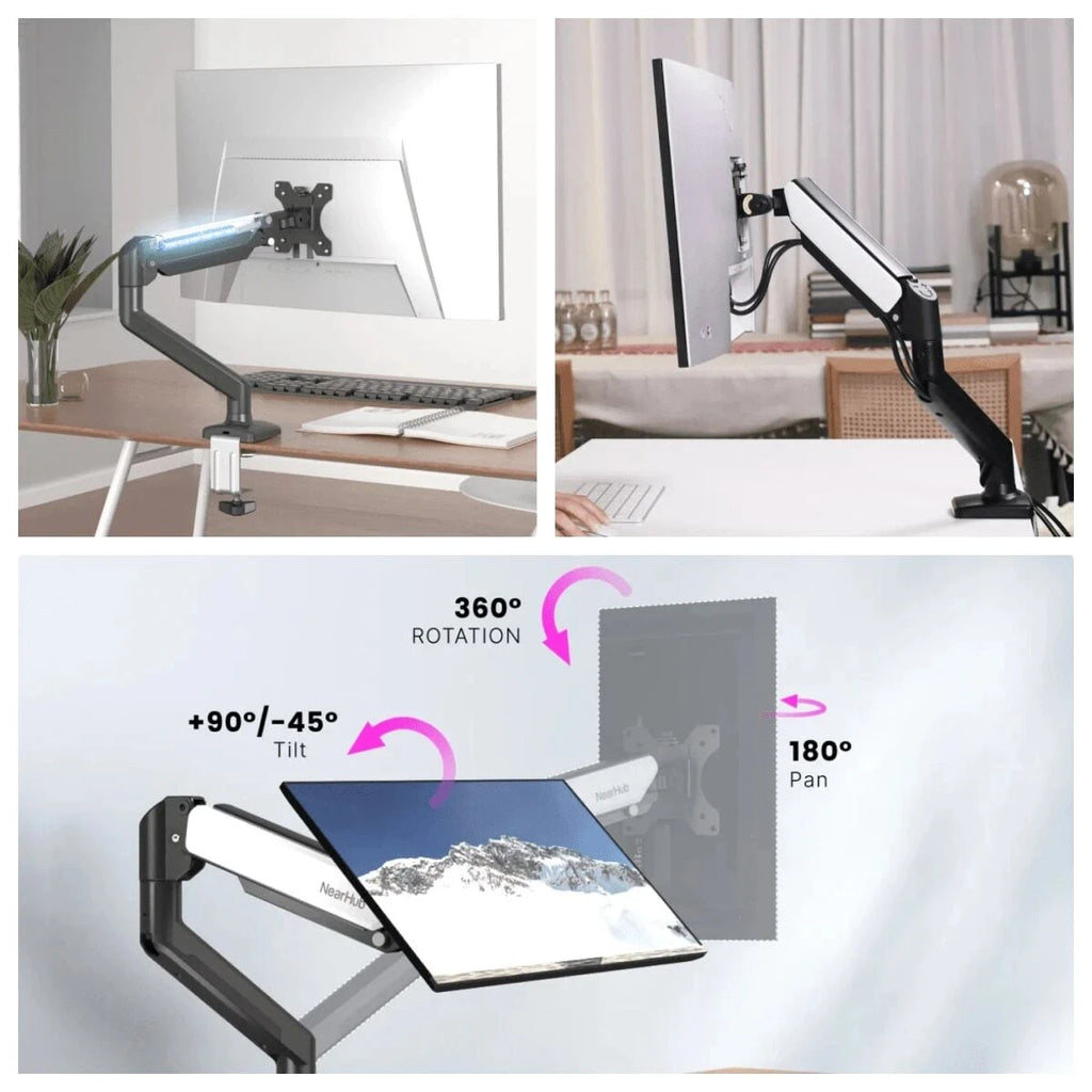 Nearhub US Free Shipping Monitor Arm Dual Arm With C-Clamp Grommet Mount,Flexible Adjustment Effortless Installation Monitor Arm