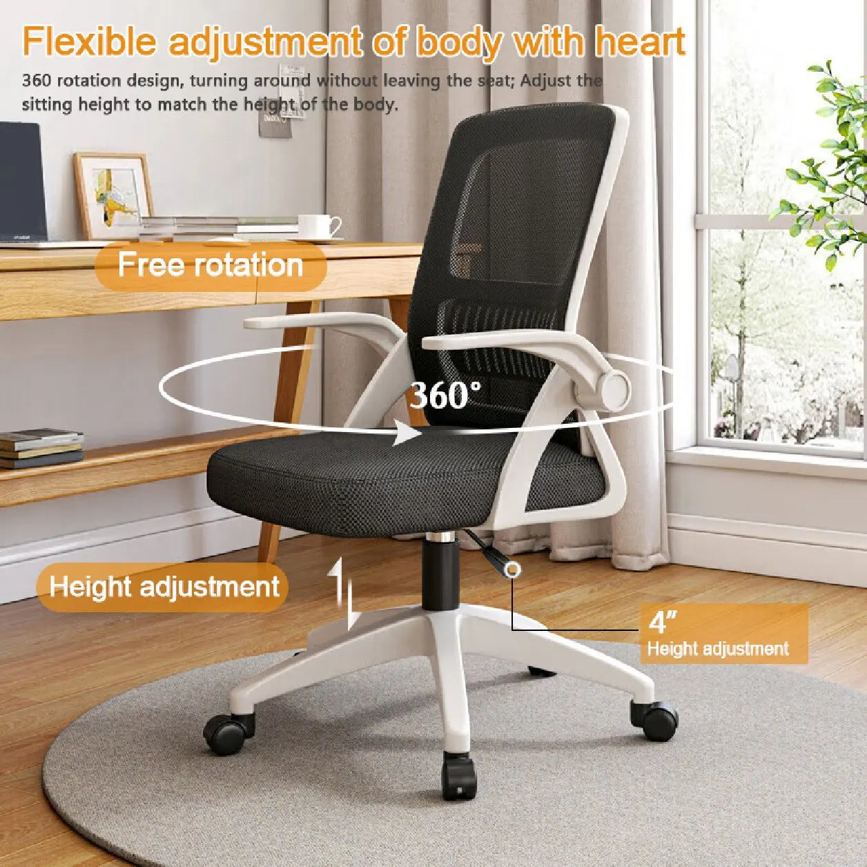 Ergonomic Mesh Office Chair – Adjustable Home Desk Chair with Breathable Back Support