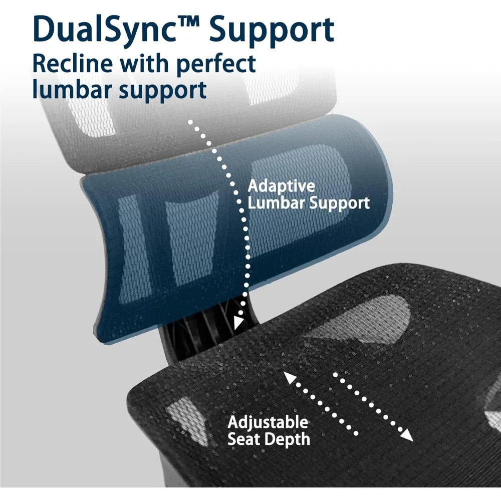 Adjustable Ergonomic Office Chair with Footrest – Mesh Comfort and 5D Armrests