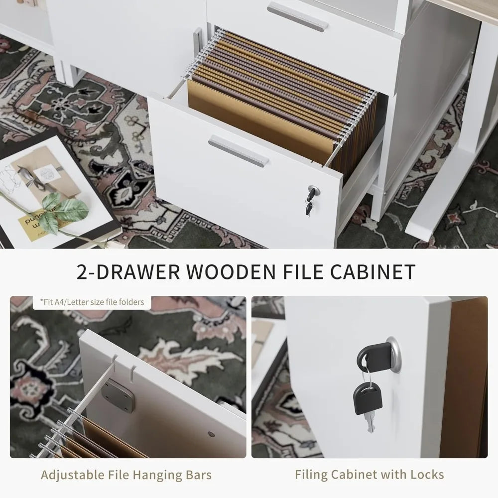 Executive Standing Desk, L Shaped Standing Desk with Storage, Executive Desk Height Adjustable