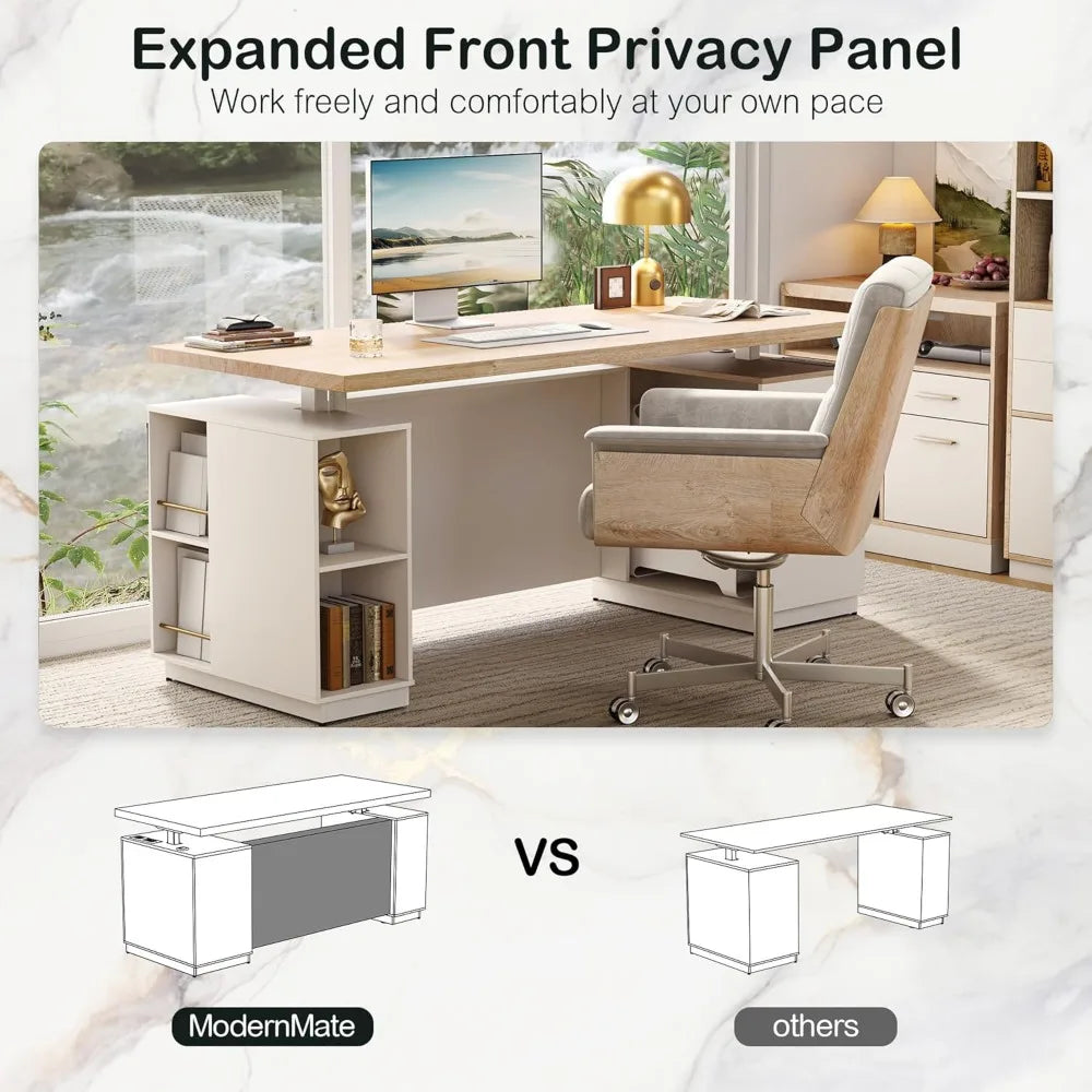 71" Executive Standing Desk with Privacy Panel & Electric Height Adjustment