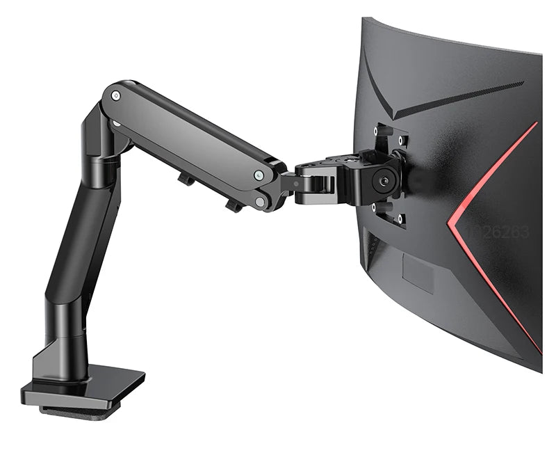 Aluminum Gas Spring Monitor Arm | Adjustable Desk Mount for 34–49 Inch Curved Screens