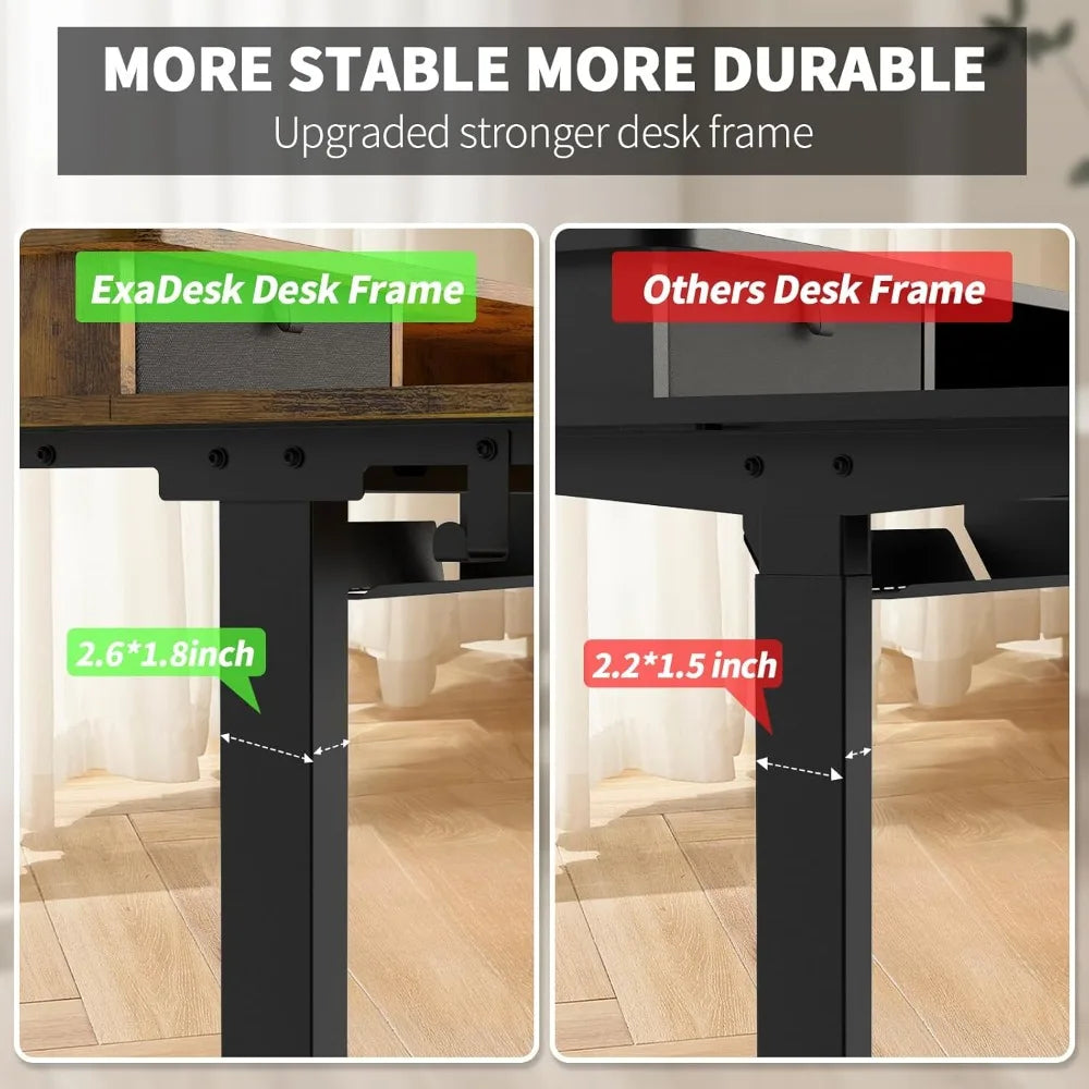 55x30 Inch Electric Standing Desk with 4 Drawers & Dual Storage Shelves