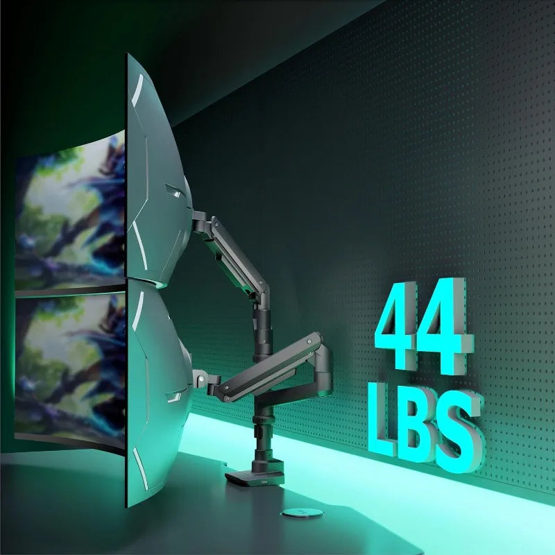 Dual Monitor Arm for 17–49 Inch Curved Screens | Heavy-Duty Adjustable Desk Mount