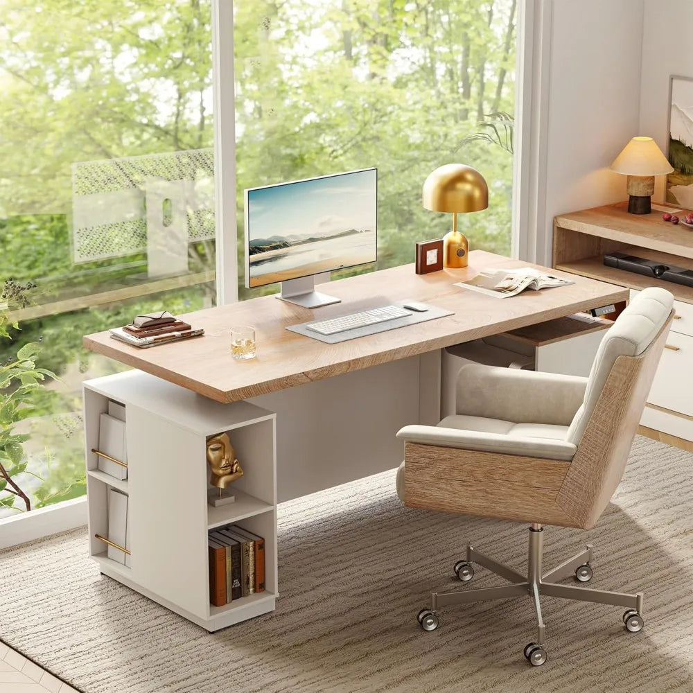 71" Executive Standing Desk with Privacy Panel & Electric Height Adjustment