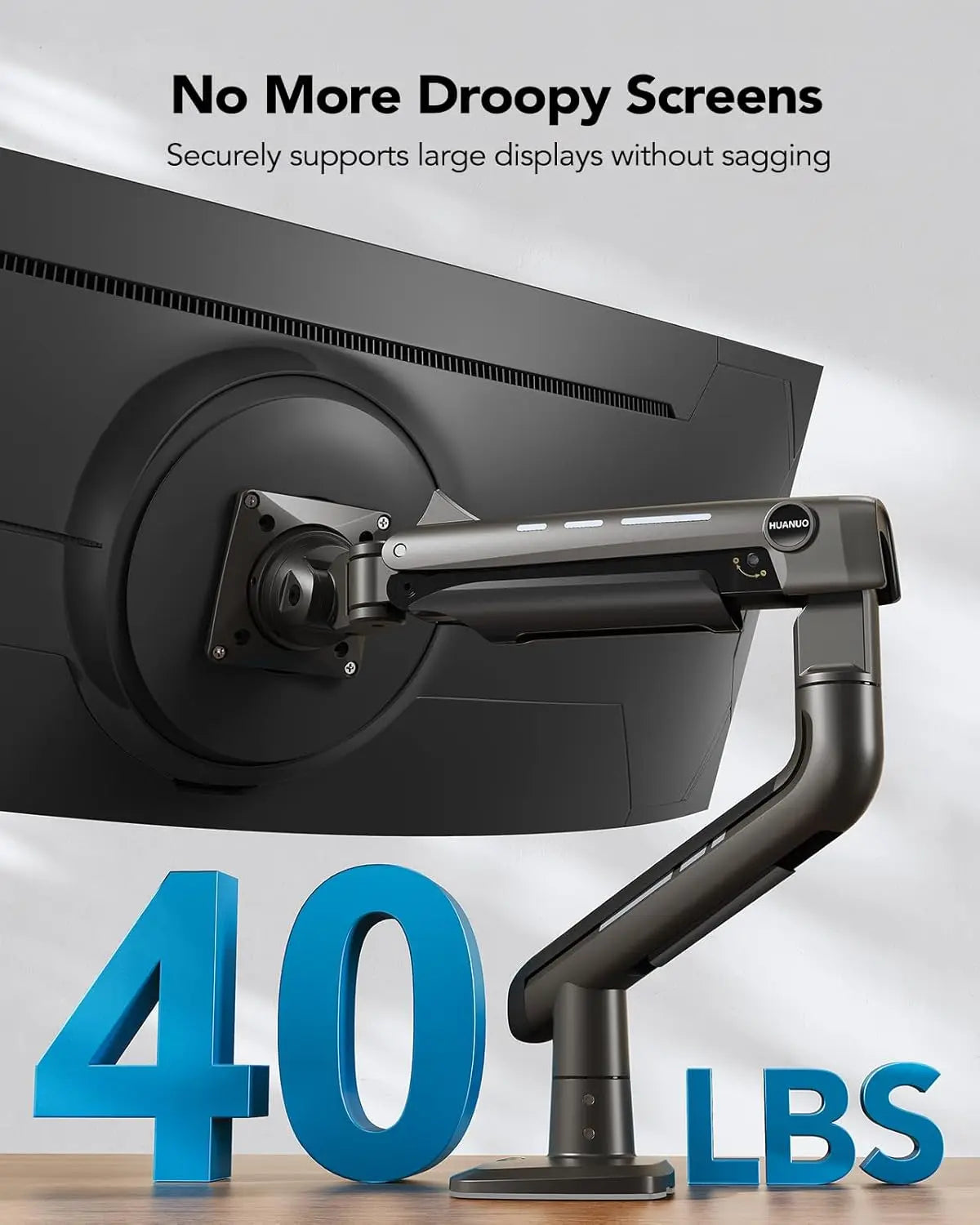 Heavy-Duty Monitor Arm | Adjustable Aluminum Mount for Ultrawide Screens up to 49 Inches