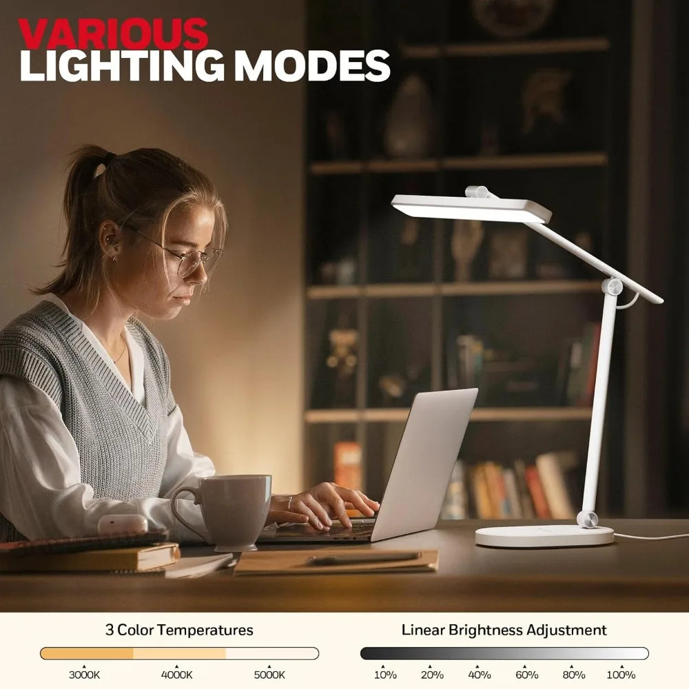 Dimmable LED Desk Lamp with Timer and Adjustable Color Temperature for Home Office