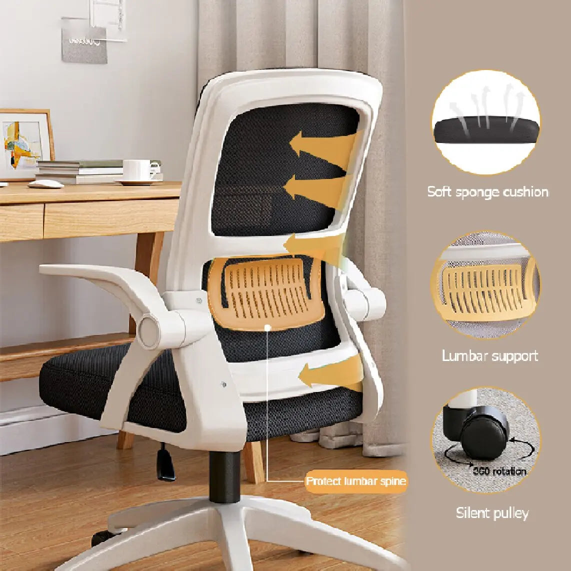 Ergonomic Mesh Office Chair – Adjustable Home Desk Chair with Breathable Back Support