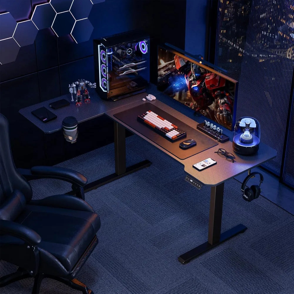 59" Reversible L-Shaped Electric Standing Desk for Home & Gaming Setup