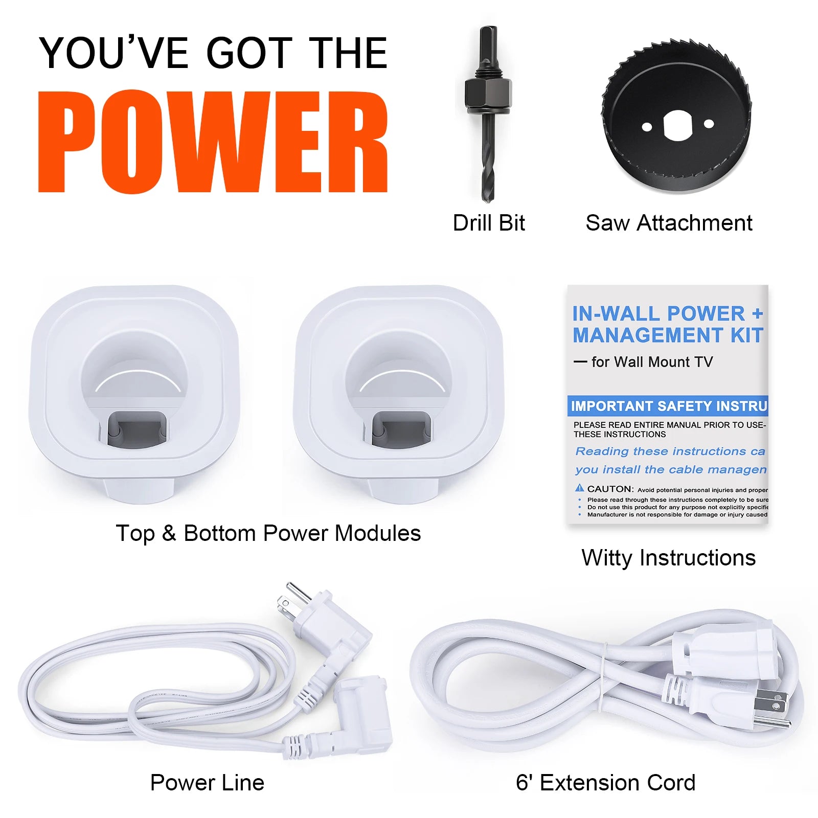 In-Wall Cable Management Kit | TV Cord Hider for Wall-Mounted TVs and Low Voltage Wiring