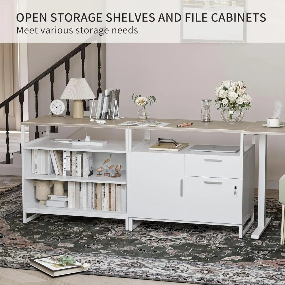 Executive Standing Desk, L Shaped Standing Desk with Storage, Executive Desk Height Adjustable