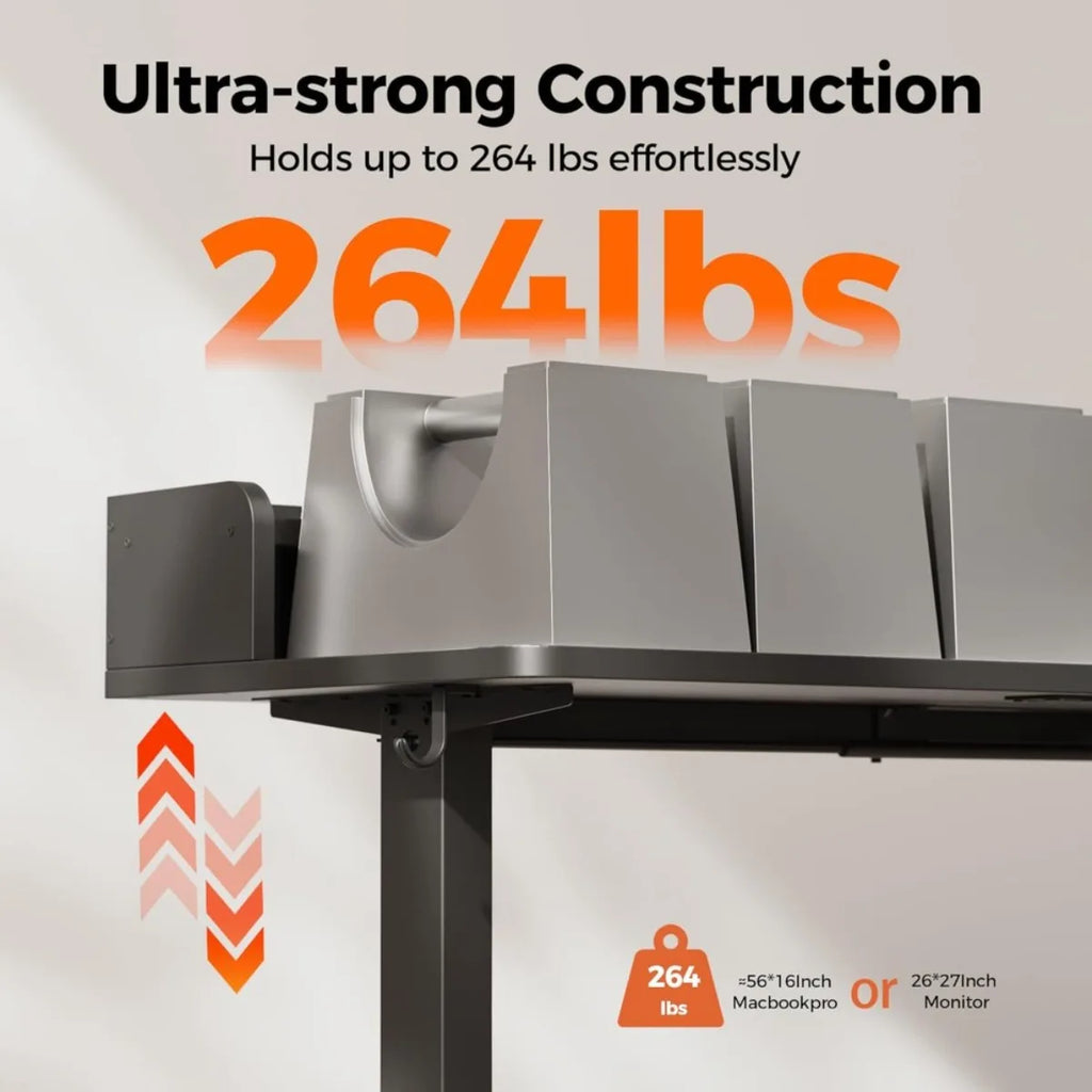 63" L-Shaped Electric Standing Desk with Monitor Shelf & Adjustable Height