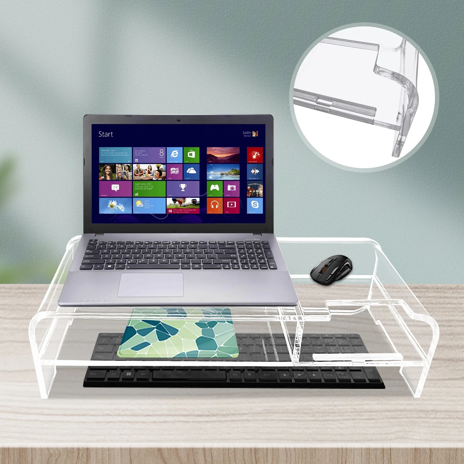 Monitor Stand Desk Organizer | Clear Acrylic Desktop Riser for Laptop, TV, or Printer