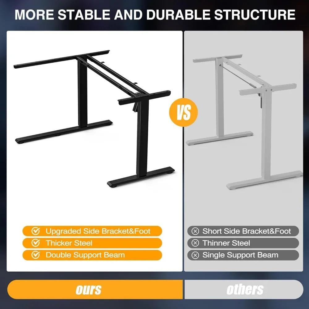 59" Reversible L-Shaped Electric Standing Desk for Home & Gaming Setup