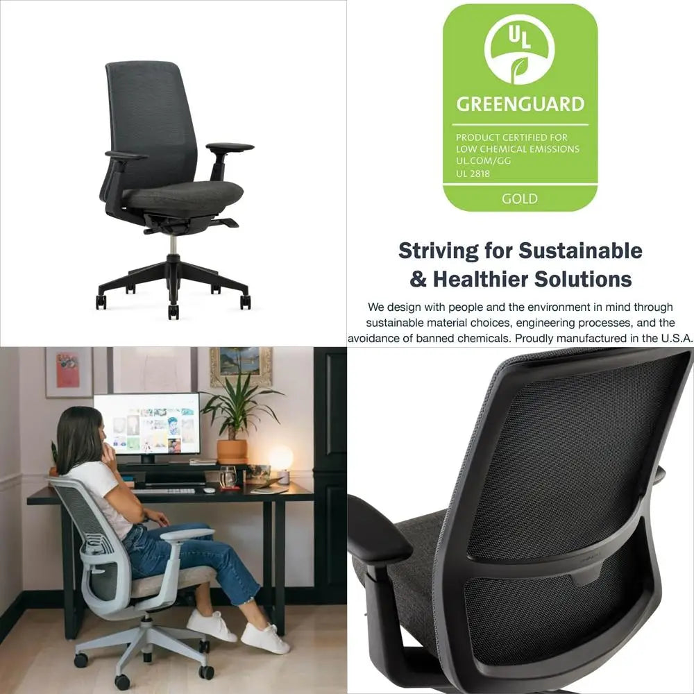 Ergonomic Adjustable Office Chair with Flexible Mesh Back, Charcoal
