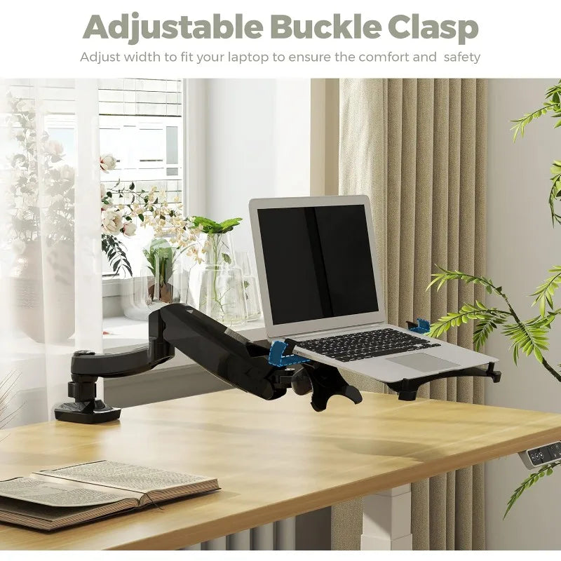 2-in-1 Monitor Arm and Laptop Mount | Adjustable Gas Spring Desk Stand for 10-24 Inch Screens