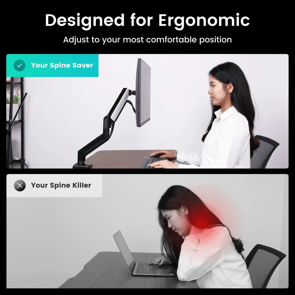 13–32 Inch Dual Arm Monitor Stand | Adjustable Desk Mount with C-Clamp and Grommet Base