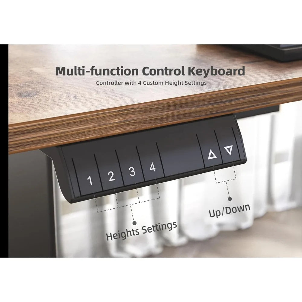 63" L-Shaped Electric Standing Desk with Drawer, LED Lighting & Adjustable Height