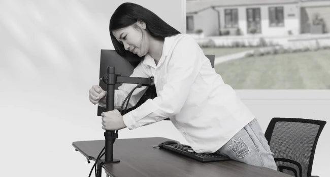 Nearhub US Free Shipping Monitor Arm Dual Arm With C-Clamp Grommet Mount,Flexible Adjustment Effortless Installation Monitor Arm