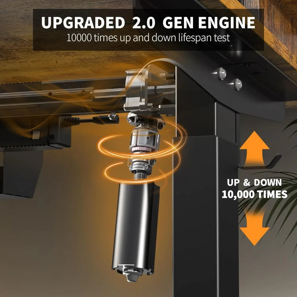 55x30 Inch Electric Standing Desk with 4 Drawers & Dual Storage Shelves