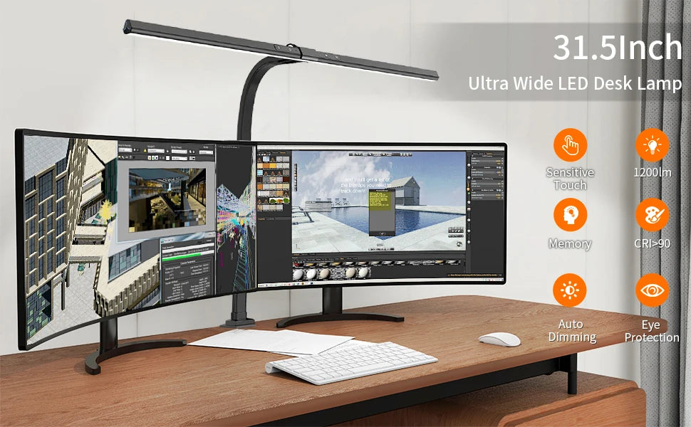 Double Head LED Desk Lamp – 24W Architect Office Light with 5 Color Modes & Adjustable Brightness