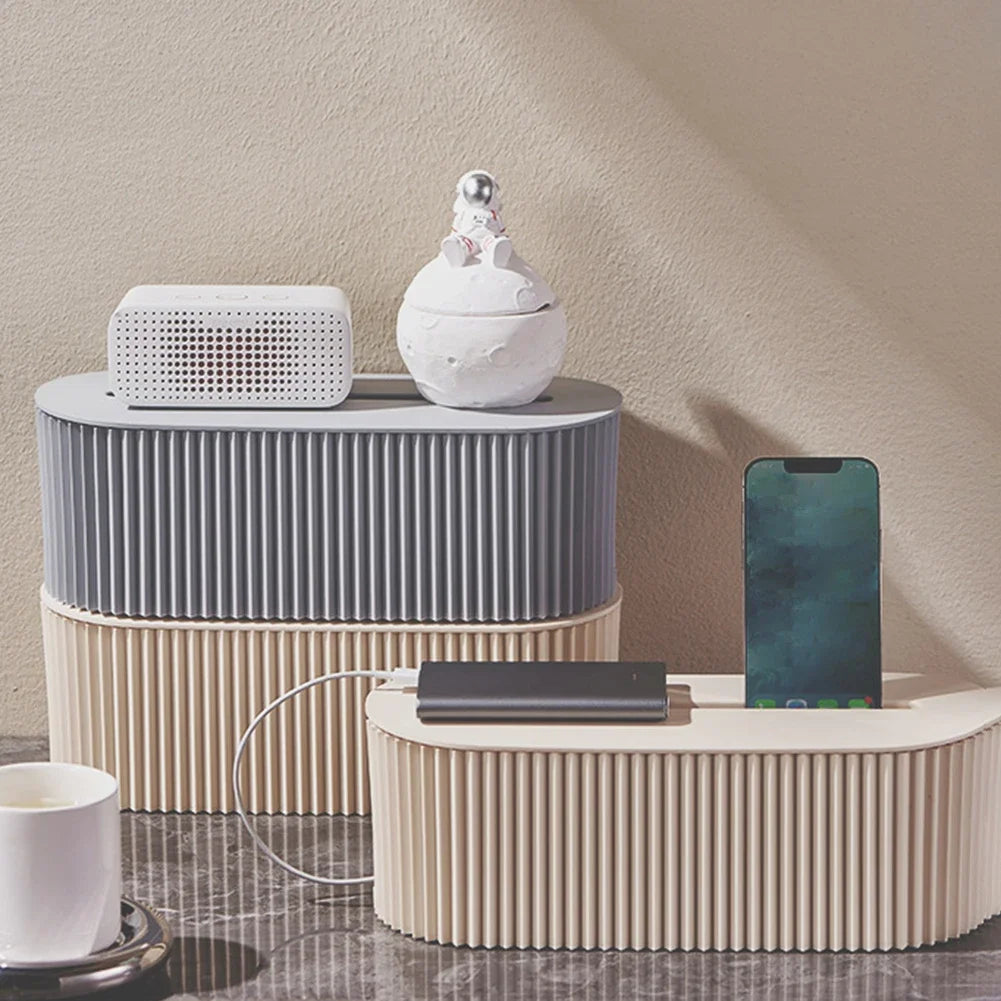 Cable Tidy Box | Large Capacity Power Strip and Cord Organizer for Home or Office