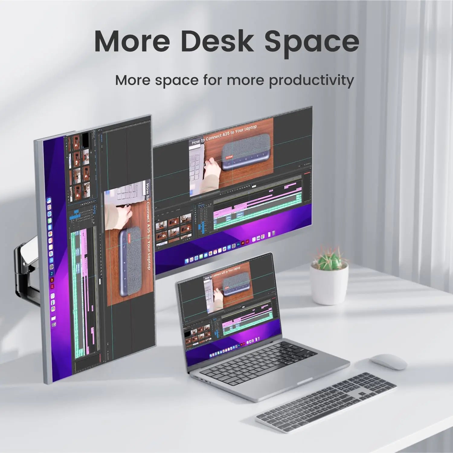 Nearhub US Free Shipping Monitor Arm Dual Arm With C-Clamp Grommet Mount,Flexible Adjustment Effortless Installation Monitor Arm