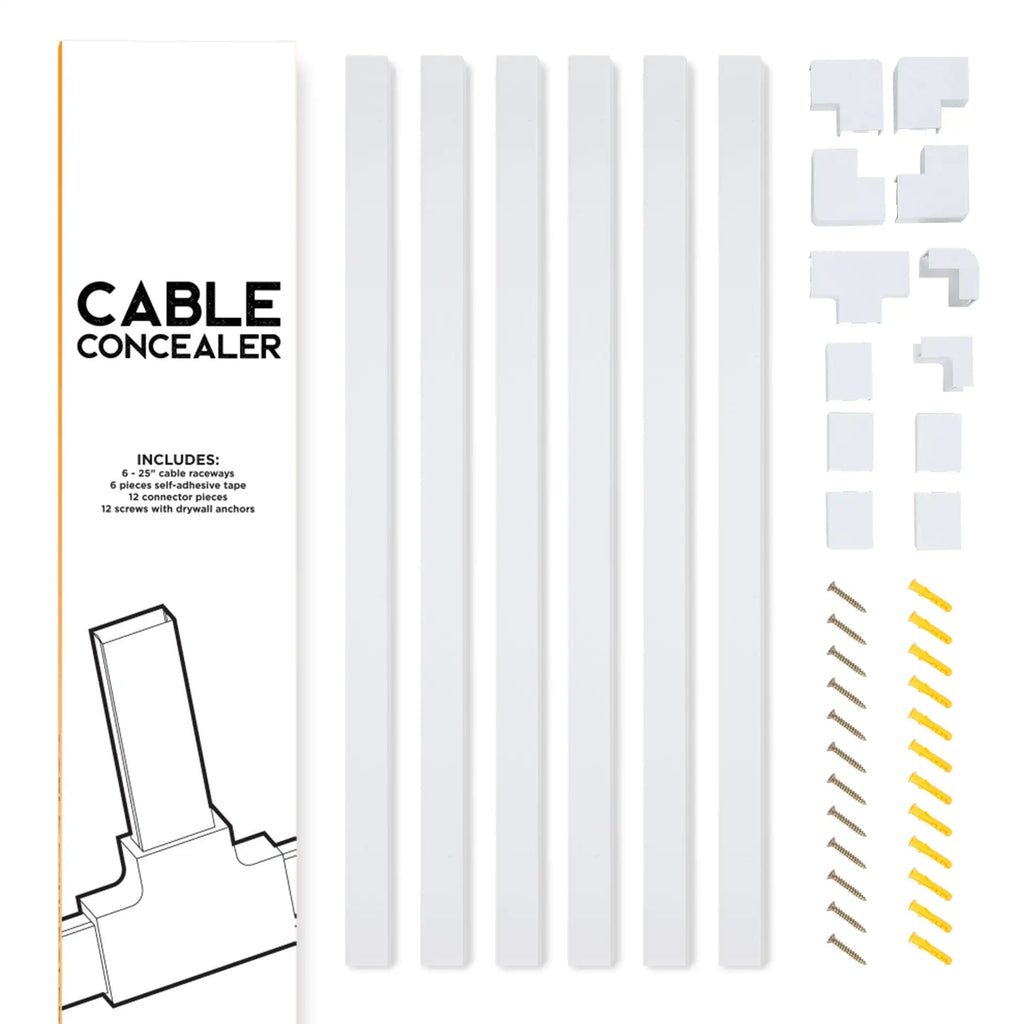Cord Hider Kit | 150-Inch Wall-Mounted Cable Management System (6-Pack)