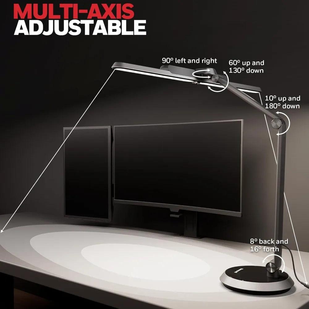 Adjustable Brightness LED Desk Lamp with Timer & Rotating Arm – 1000LM Dimmable Light for Home Office