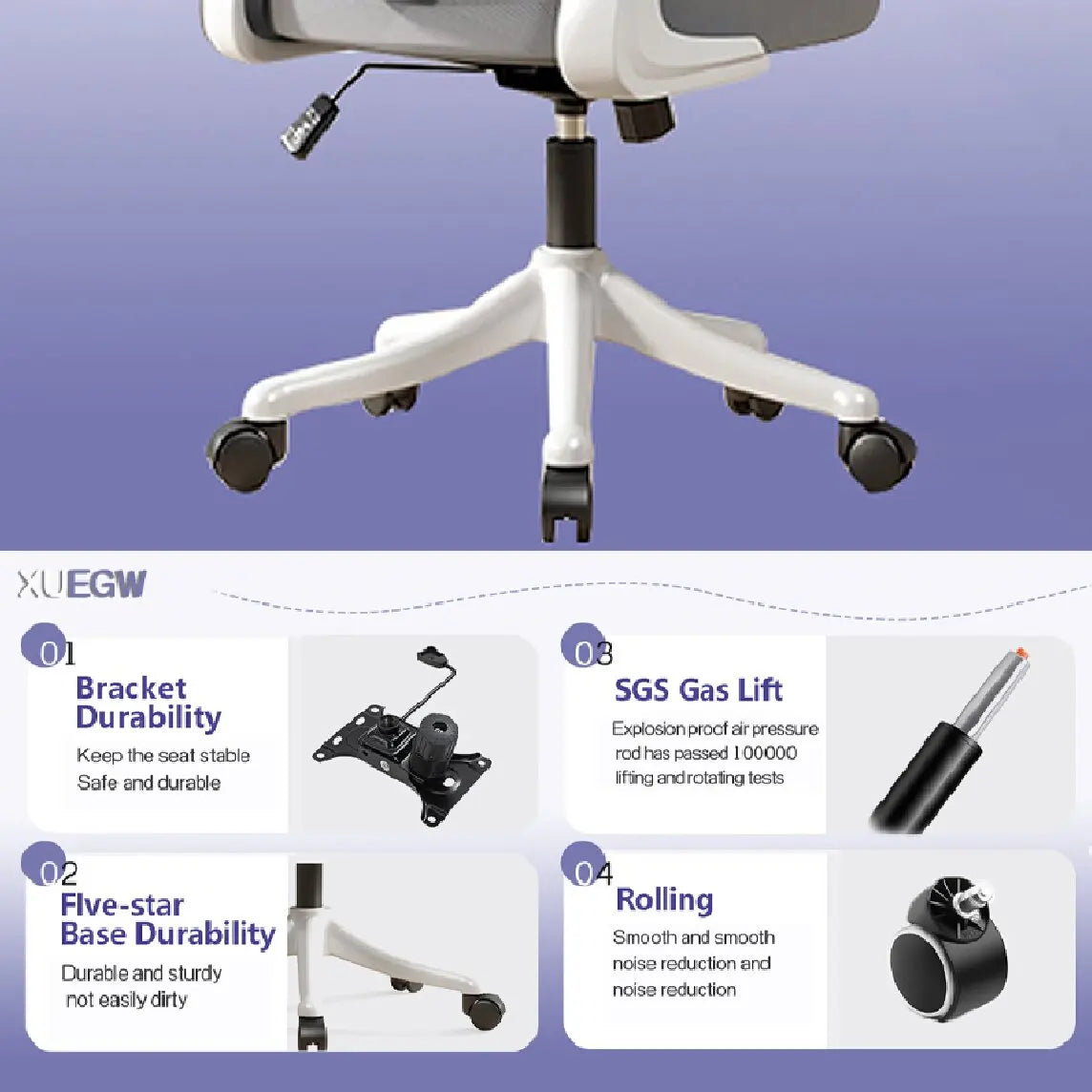 Adjustable Home Desk Chair – Breathable Mesh Comfort with Lumbar Support