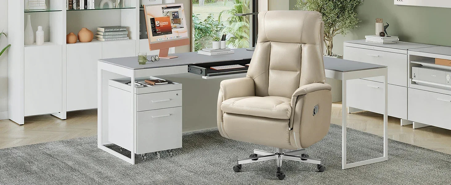 Automatic Executive Reclining Office Chair – Power Recliner with Footrest and Lumbar Support