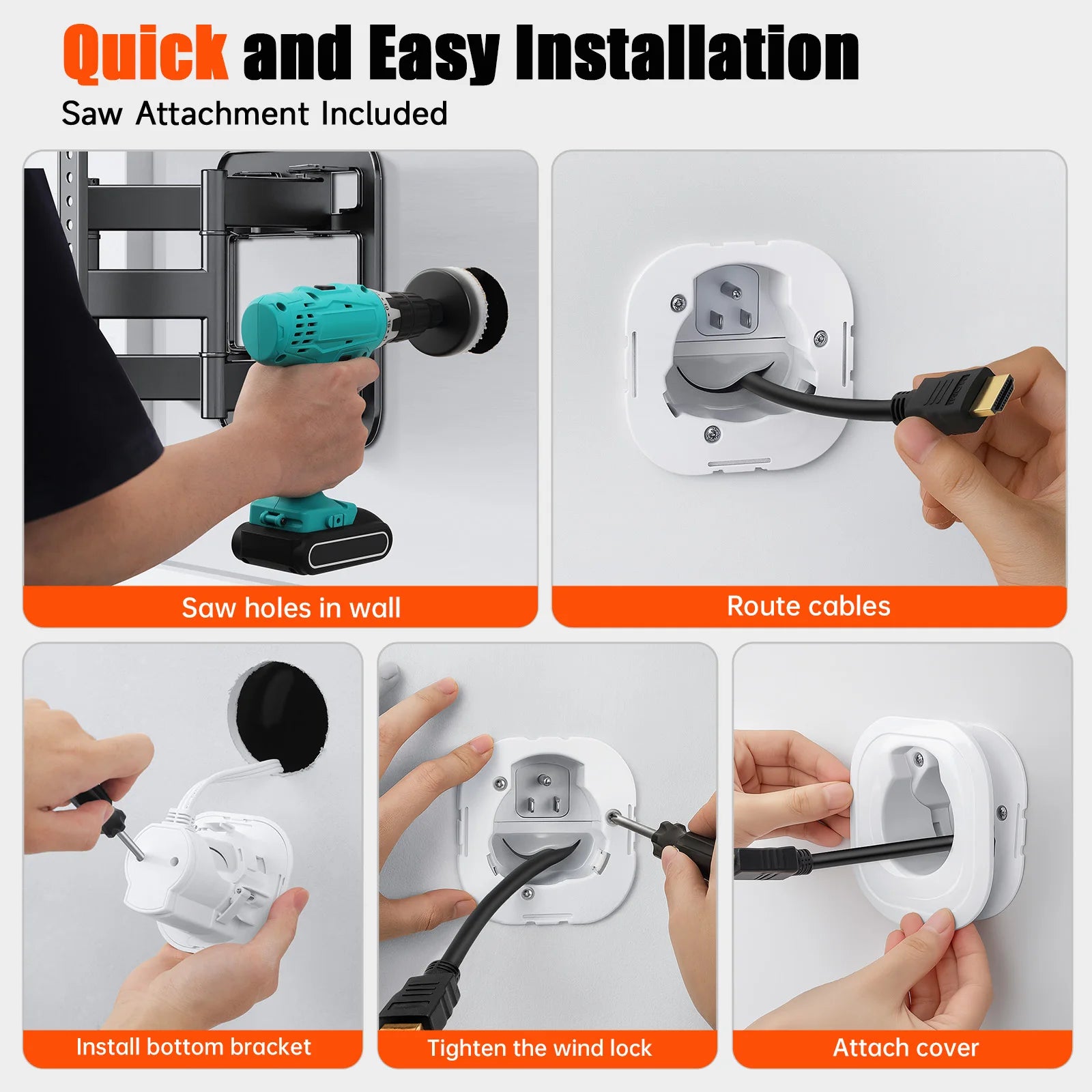 In-Wall Cable Management Kit | TV Cord Hider for Wall-Mounted TVs and Low Voltage Wiring