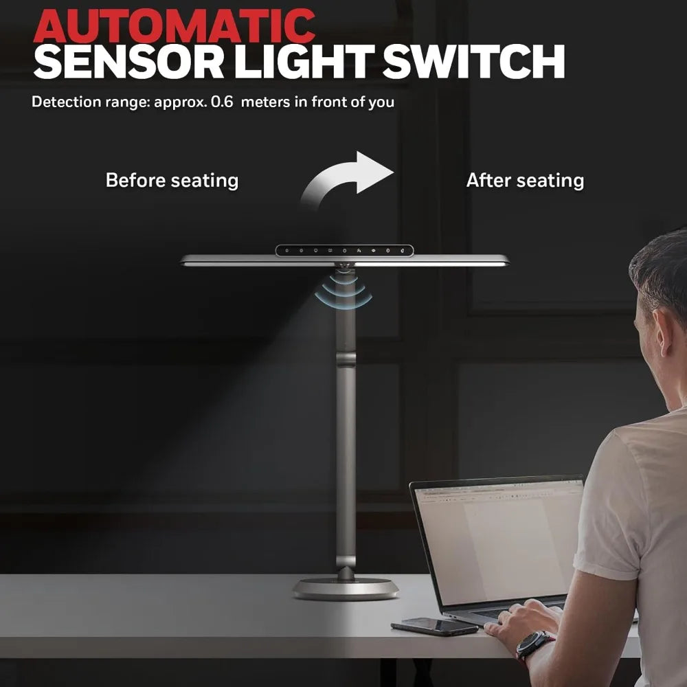 Adjustable Brightness LED Desk Lamp with Timer & Rotating Arm – 1000LM Dimmable Light for Home Office