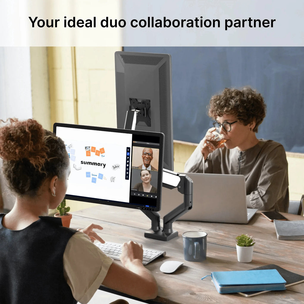 13–32 Inch Dual Arm Monitor Stand | Adjustable Desk Mount with C-Clamp and Grommet Base