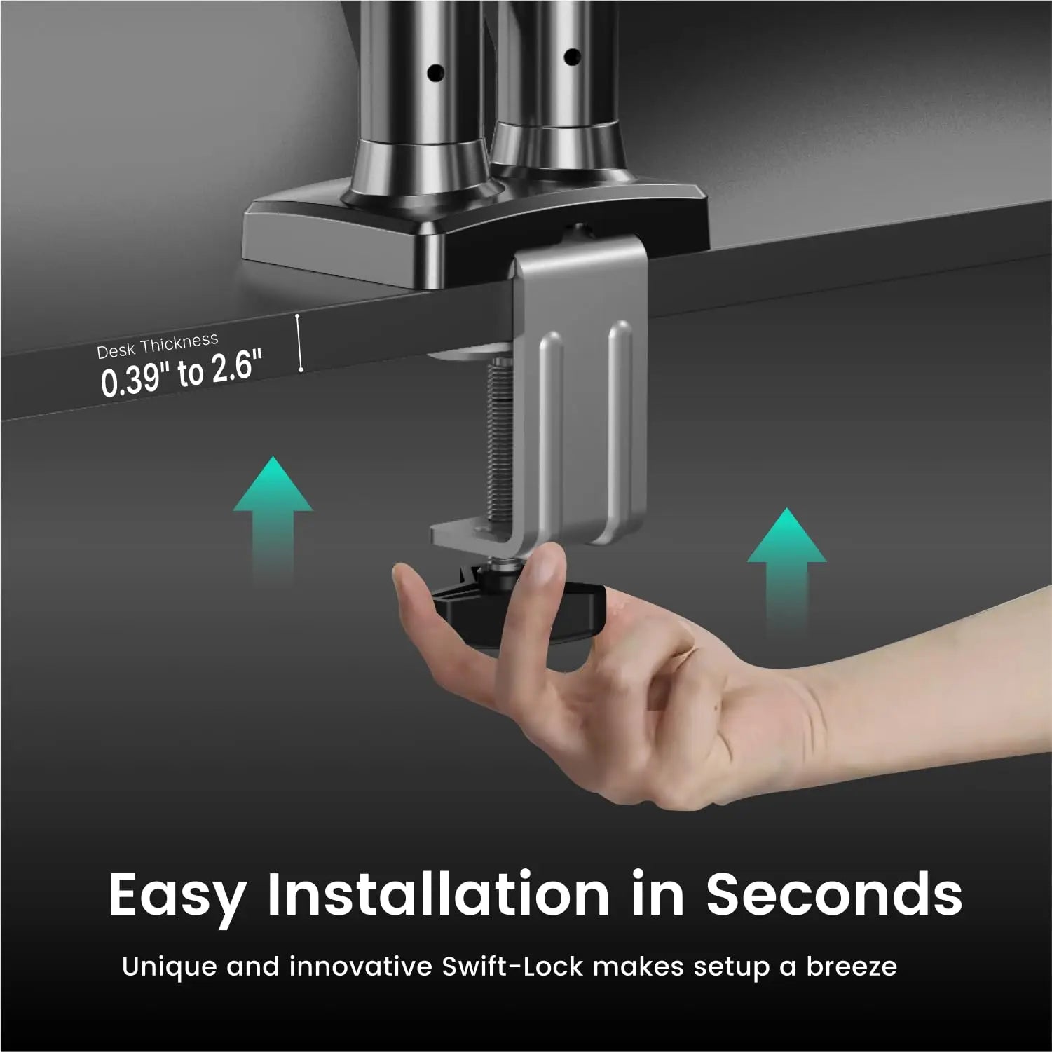 Nearhub US Free Shipping Monitor Arm Dual Arm With C-Clamp Grommet Mount,Flexible Adjustment Effortless Installation Monitor Arm