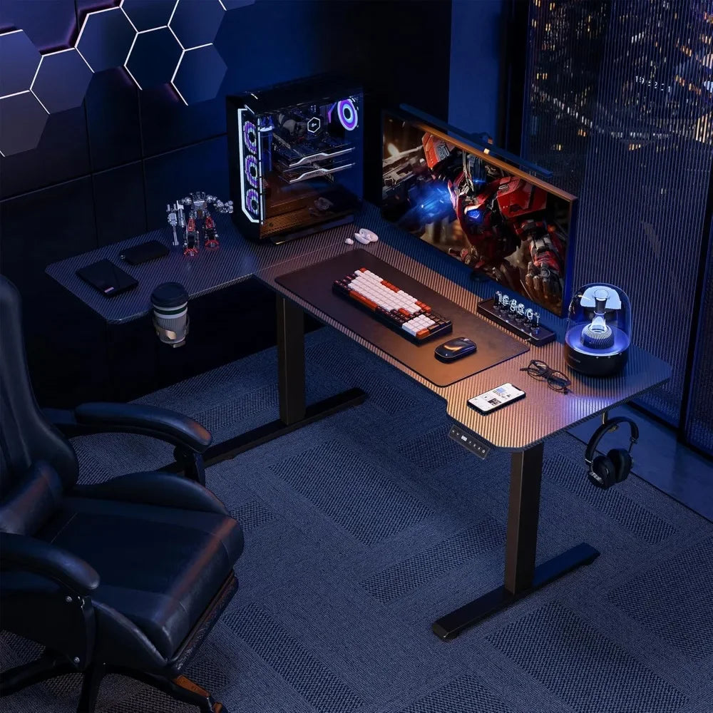 59" Reversible L-Shaped Electric Standing Desk for Home & Gaming Setup
