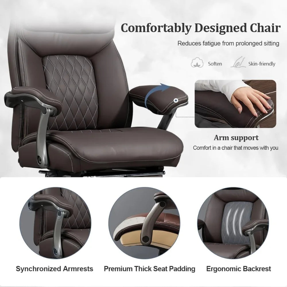Big and Tall Office Chair – 600 lb Capacity, Extra-Wide Leather Executive Design