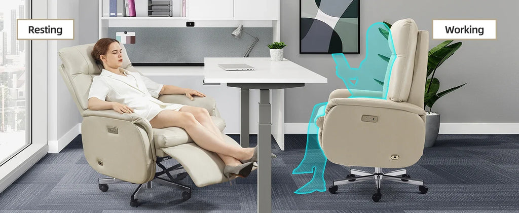 Automatic Executive Reclining Office Chair – Power Recliner with Footrest and Lumbar Support