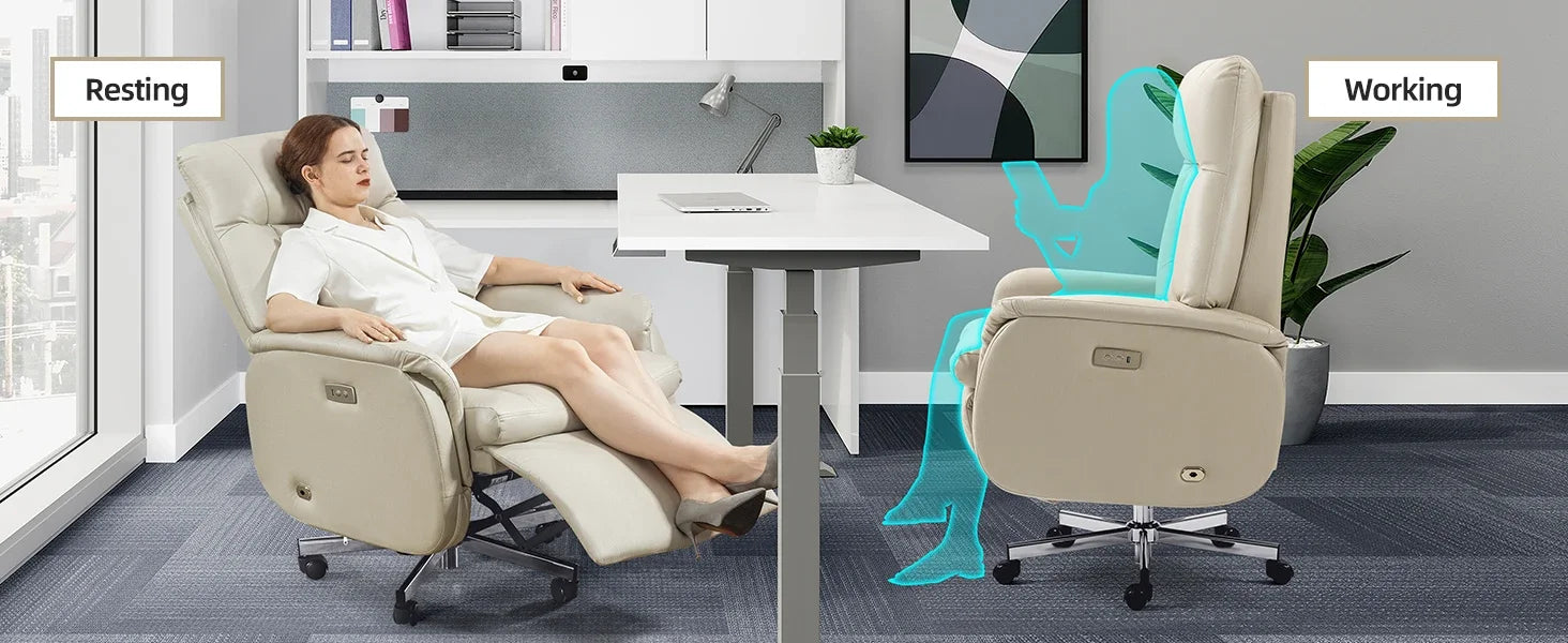 Automatic Executive Reclining Office Chair – Power Recliner with Footrest and Lumbar Support