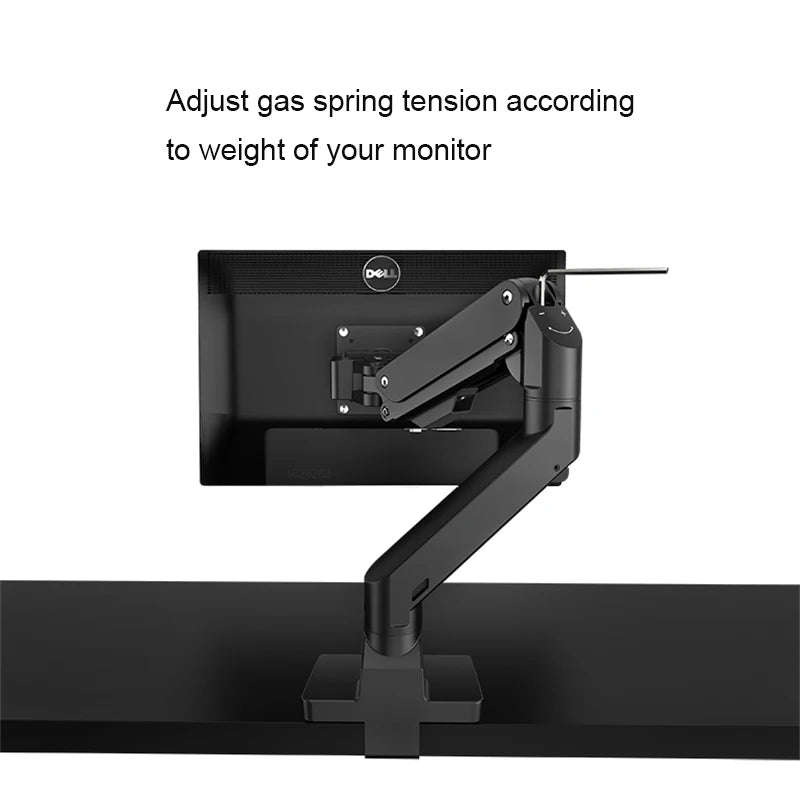 Aluminum Gas Spring Monitor Arm | Adjustable Desk Mount for 34–49 Inch Curved Screens