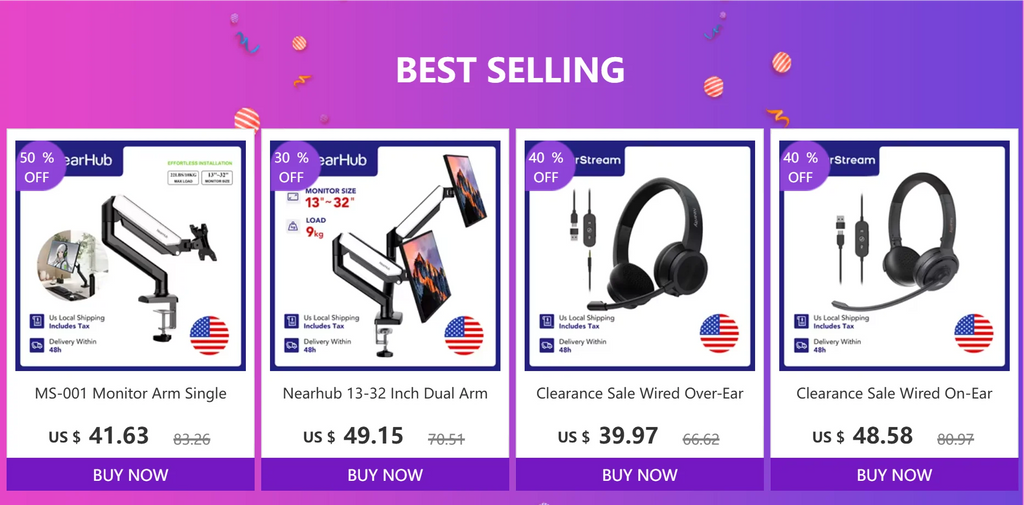 13–32 Inch Dual Arm Monitor Stand | Adjustable Desk Mount with C-Clamp and Grommet Base